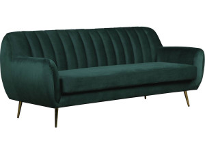Canapé fixe en velours "Evans" - 195 x 84 x 82 cm - 3 places - Vert foncé