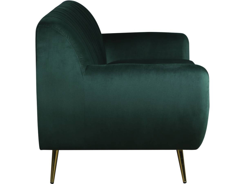 Canapé fixe en velours "Evans" - 195 x 84 x 82 cm - 3 places - Vert foncé