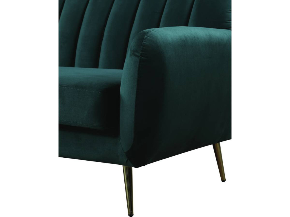 Canapé fixe en velours "Evans" - 195 x 84 x 82 cm - 3 places - Vert foncé