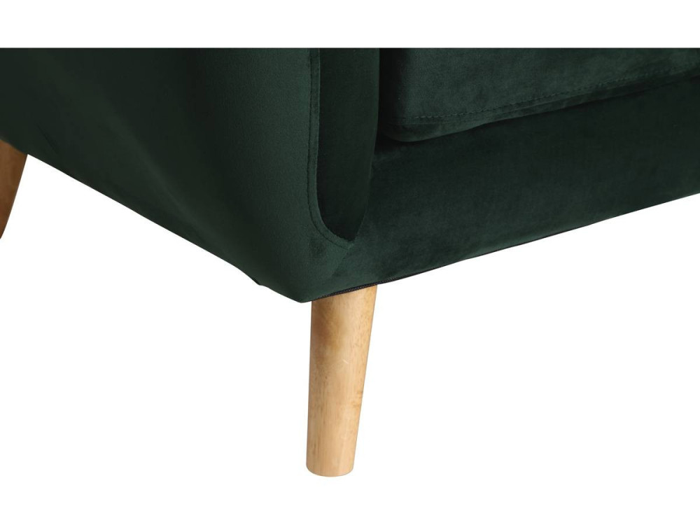 Canapé scandinave fixe en velours "Jarvis" - 3 places - Vert foncé.