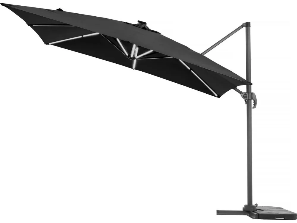 Parasol jardin déporté LED Alu "Sun 4 Luxe" - Rectangle - 3 x 4 m - Noir
