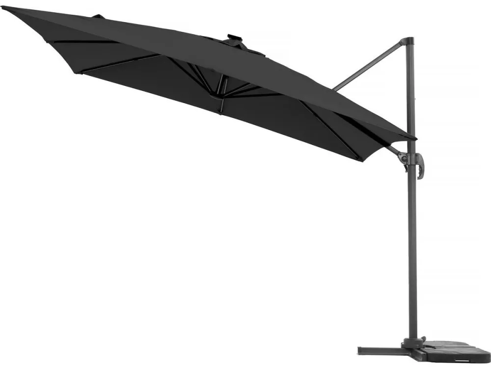 Parasol jardin déporté LED Alu "Sun 4 Luxe" - Rectangle - 3 x 4 m - Noir