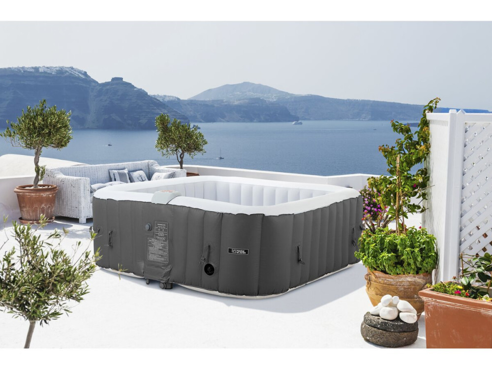 Spa gonflable "RIVIERA" en PVC - 4 places - Gris/blanc