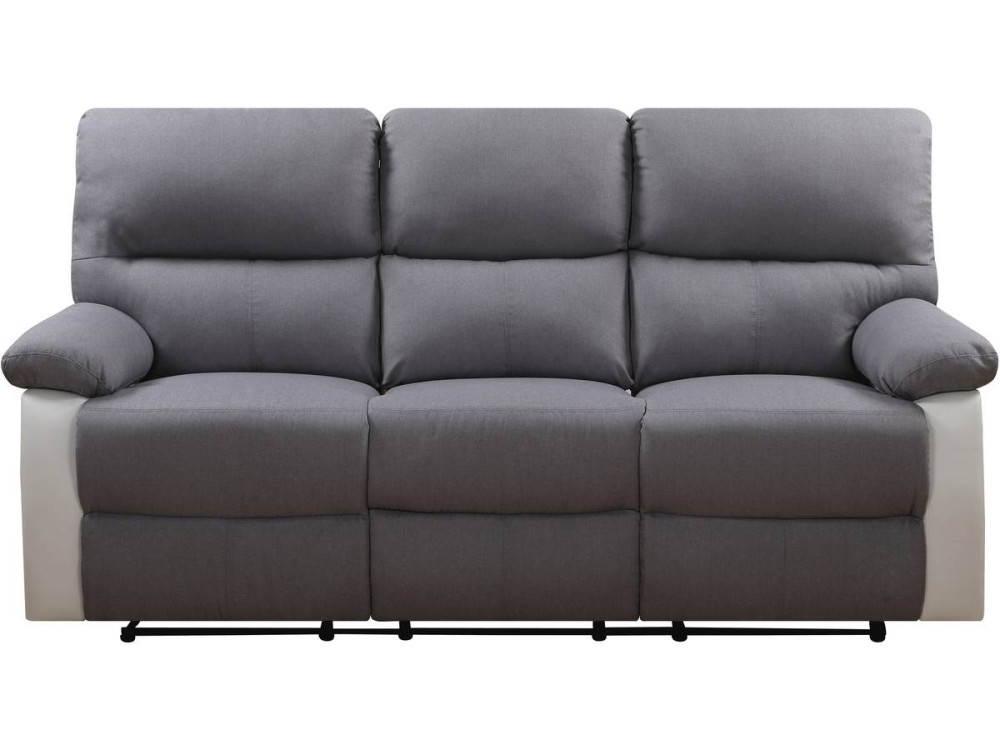 Canapé relax "Lincoln" - 197 x 89 x 103 cm - 3 places - Blanc / Gris clair