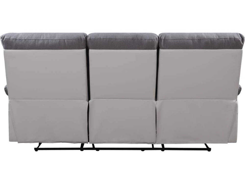 Canapé relax "Lincoln" - 197 x 89 x 103 cm - 3 places - Blanc / Gris clair