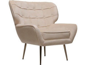 Fauteuil en velours "Austin" - 79 x 71 x 79.5 cm - Beige
