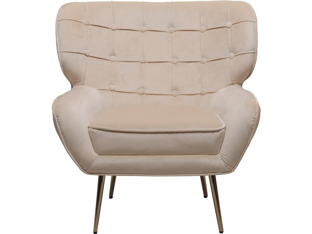 Fauteuil en velours "Austin" - 79 x 71 x 79.5 cm - Beige