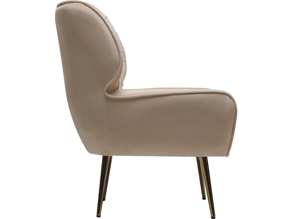Fauteuil en velours "Austin" - 79 x 71 x 79.5 cm - Beige