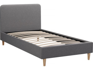 Lit simple en tissu "Louise" 90 x 190 cm - Gris