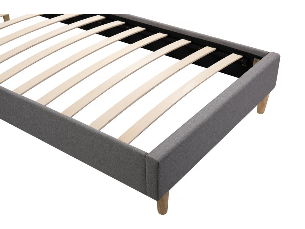 Lit simple en tissu "Louise" 90 x 190 cm - Gris