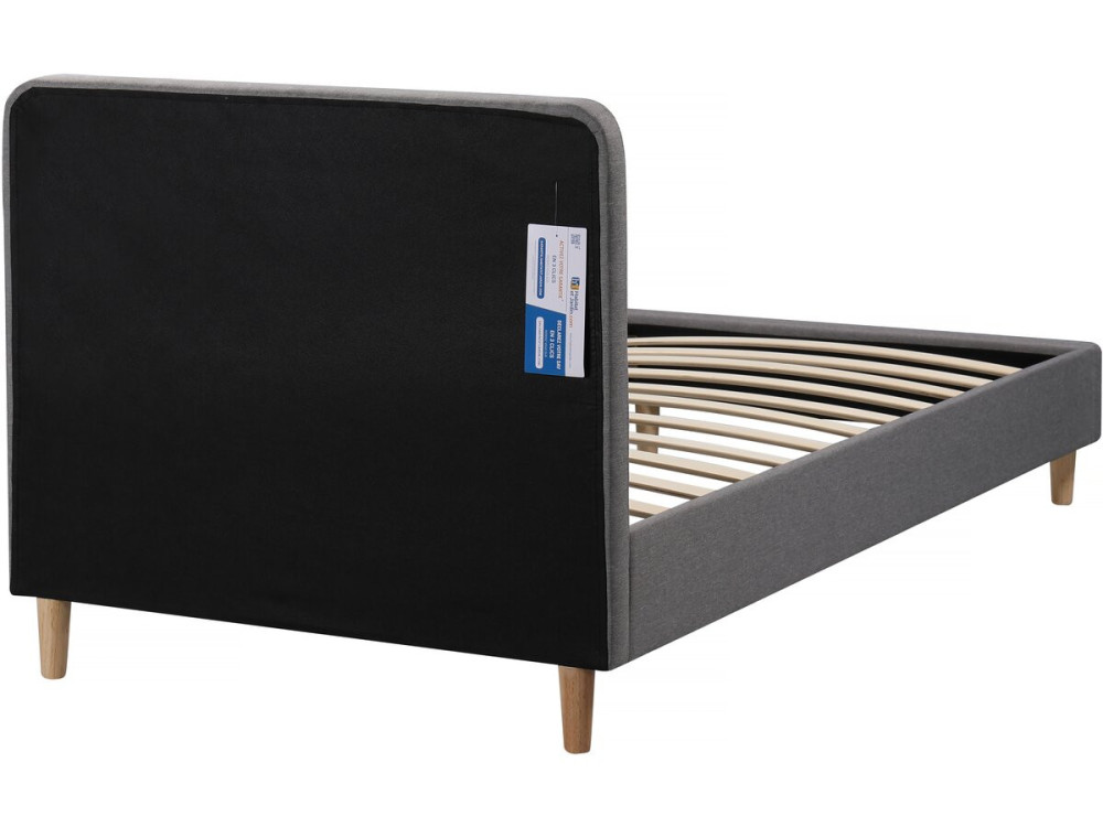 Lit simple en tissu "Louise" 90 x 190 cm - Gris