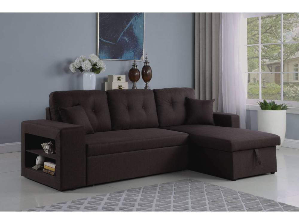 Canapé d'angle convertible/réversible "Axel" - 3 places - Marron