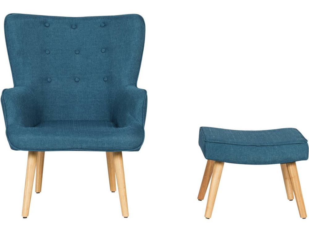 Fauteuil style scandinave en tissu "Odense" - 1 place - Bleu foncé