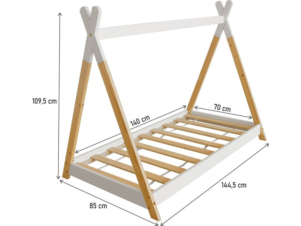 Lit Tipi "Melissa" 70 x 140 cm - Blanc