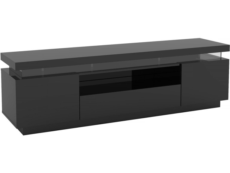Meuble TV LED laqué "Ruth" - 165 x 40 x 49 cm - Noir