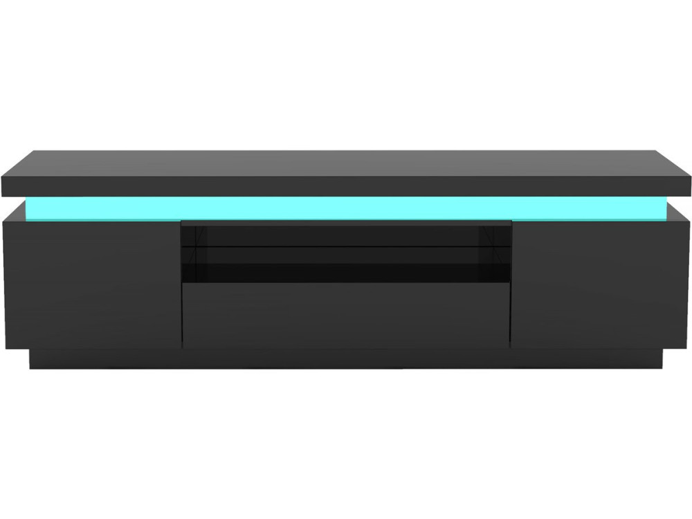 Meuble TV LED laqué "Ruth" - 165 x 40 x 49 cm - Noir