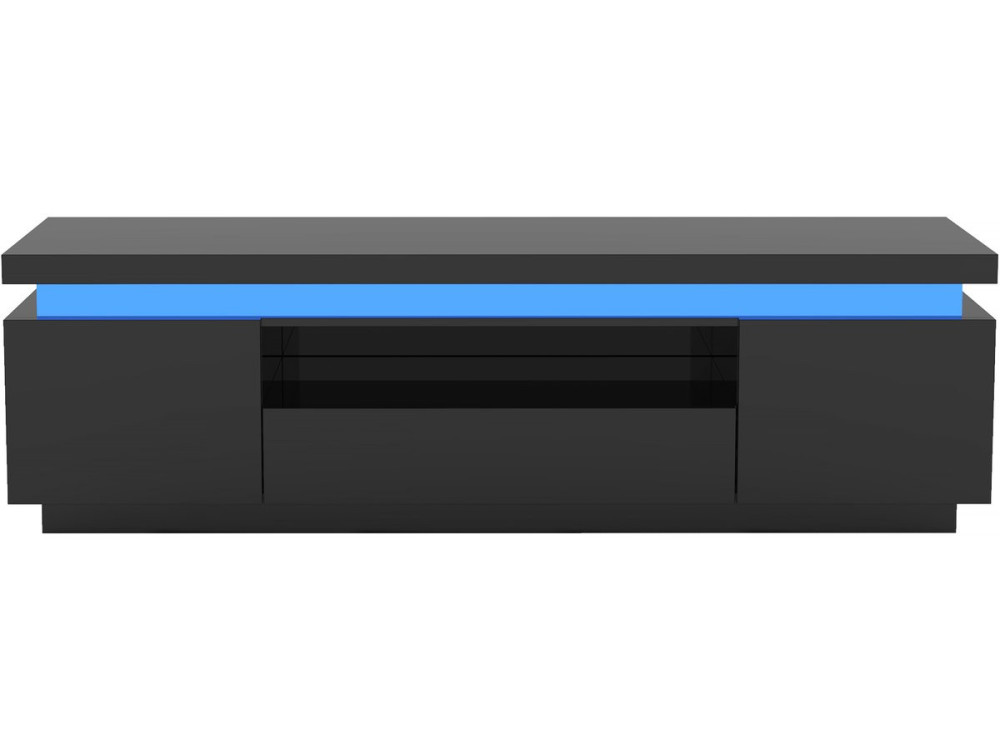 Meuble TV LED laqué "Ruth" - 165 x 40 x 49 cm - Noir