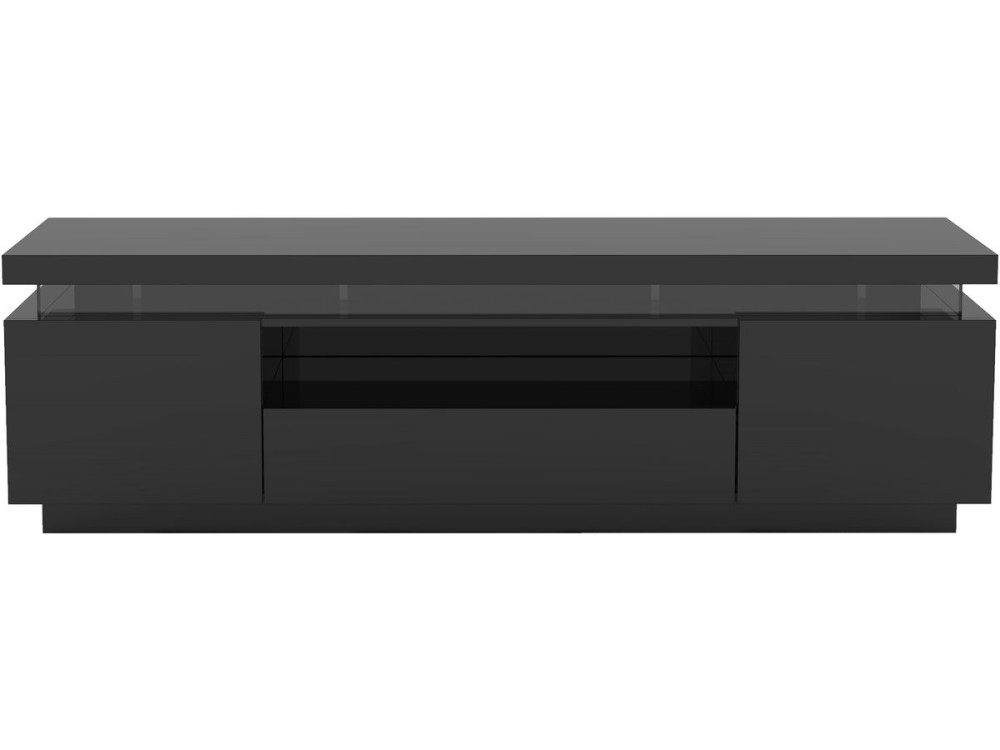 Meuble TV LED laqué "Ruth" - 165 x 40 x 49 cm - Noir