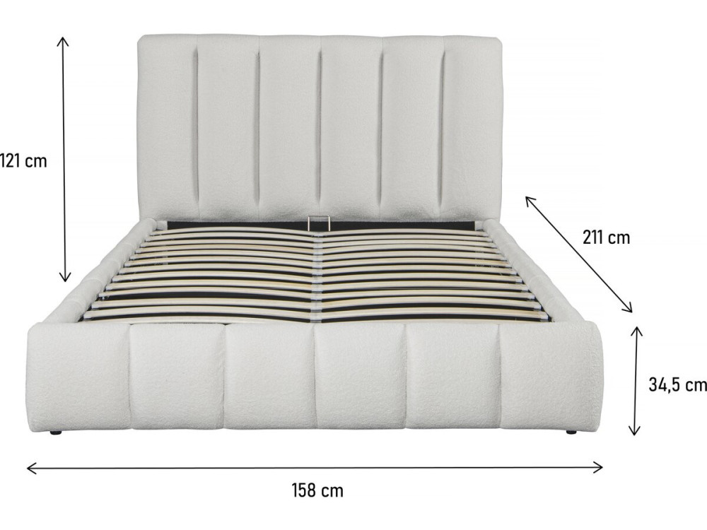 Lit bouclette avec coffre "Annie" - 140 x 190 cm - Blanc