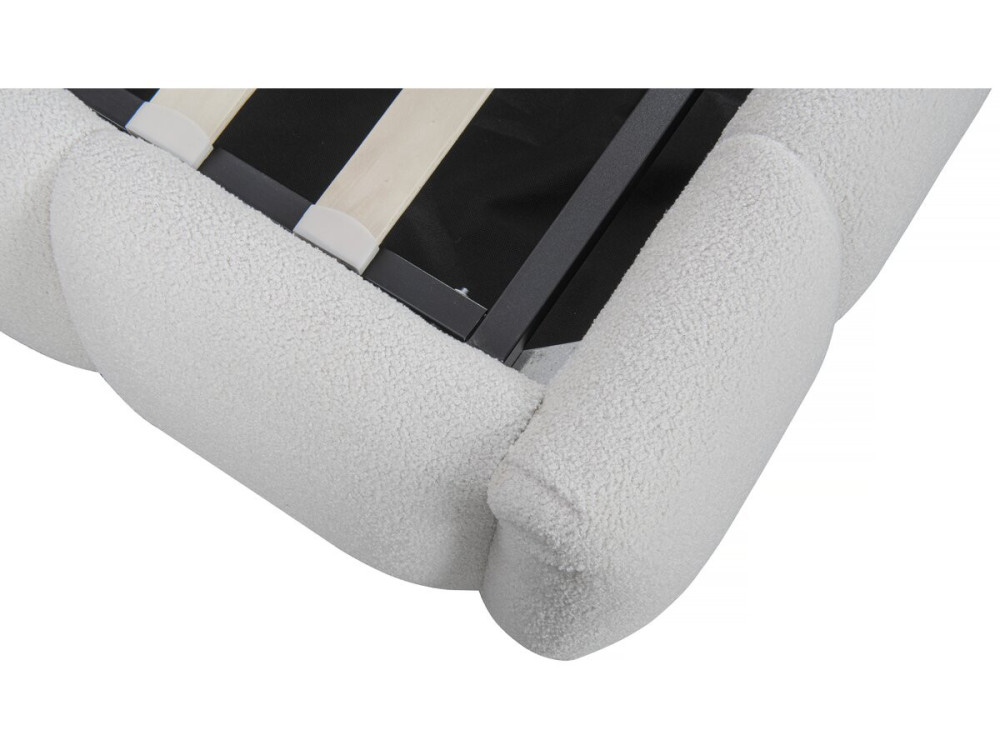 Lit bouclette avec coffre "Annie" - 140 x 190 cm - Blanc