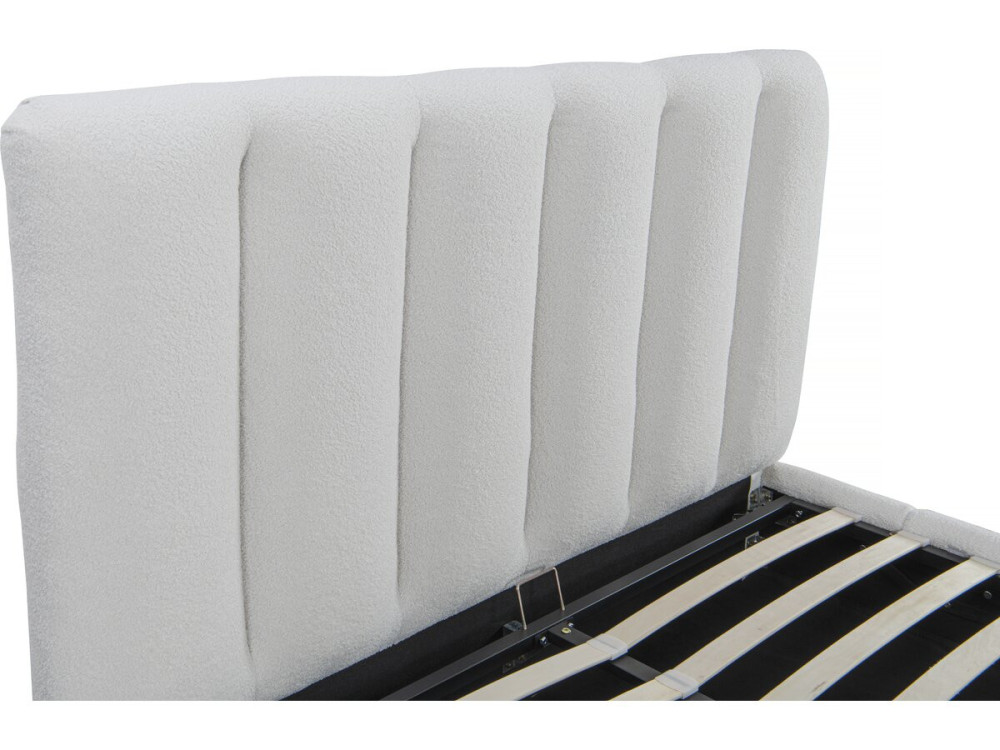 Lit bouclette avec coffre "Annie" - 140 x 190 cm - Blanc