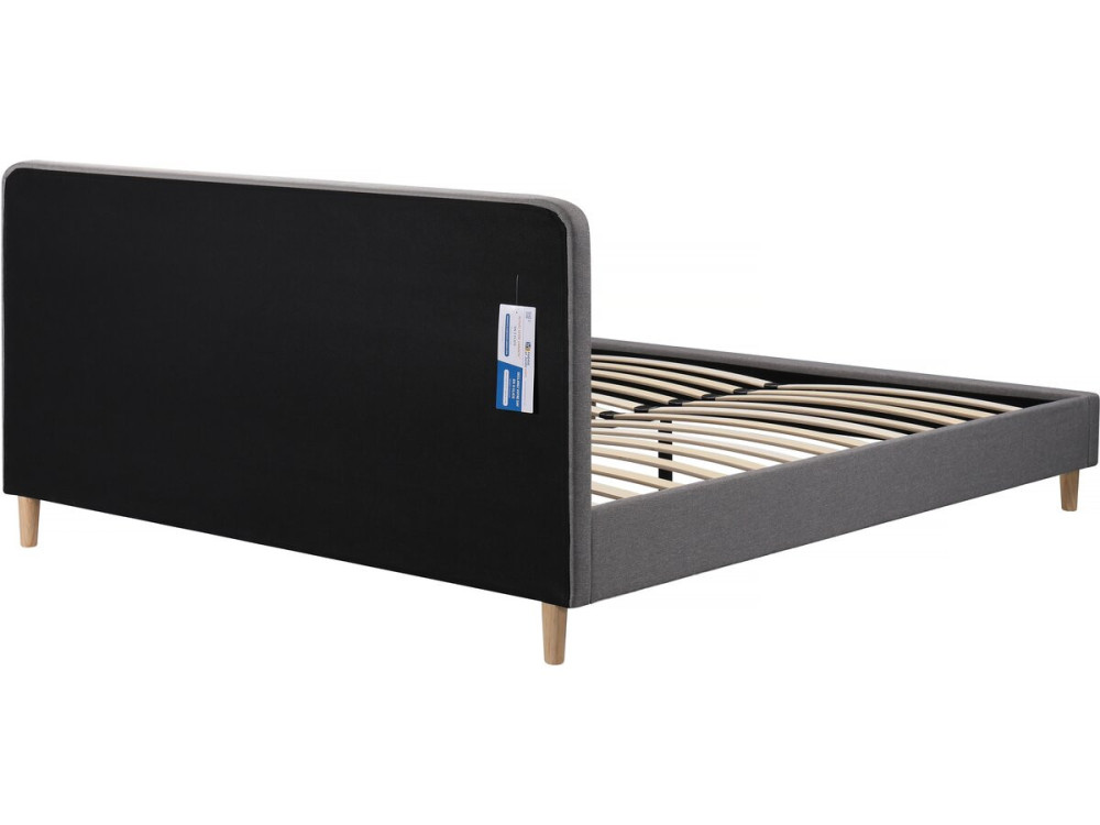 Lit double en tissu "Louise" 160 x 200 cm - Gris
