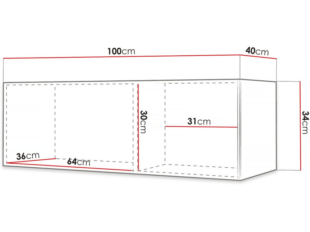 Meuble TV suspendu "Waldi Riflo" - 100 x 34 x 40 cm - Blanc