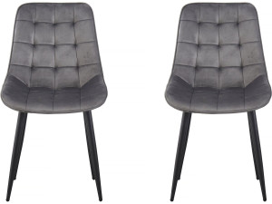 Lot de 2 chaises "Victoria" en velours - Gris