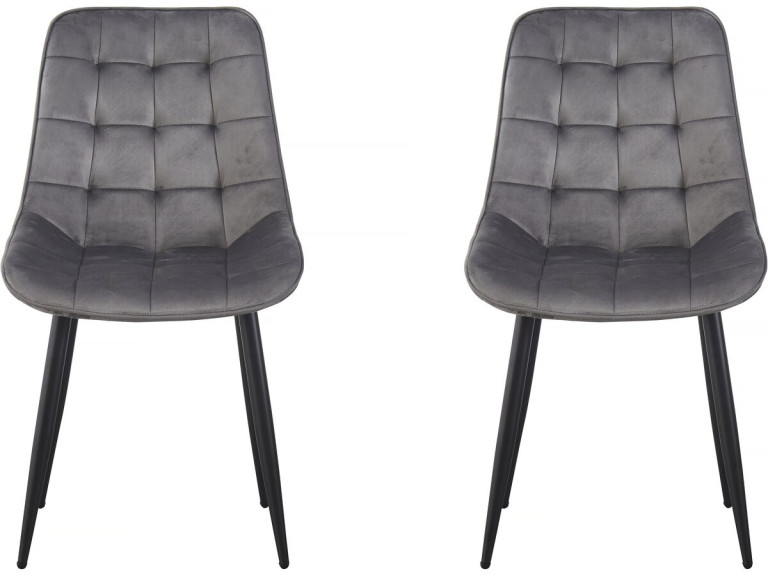 Lot de 2 chaises "Victoria" en velours - Gris
