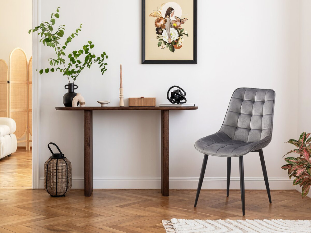 Lot de 2 chaises "Victoria" en velours - Gris