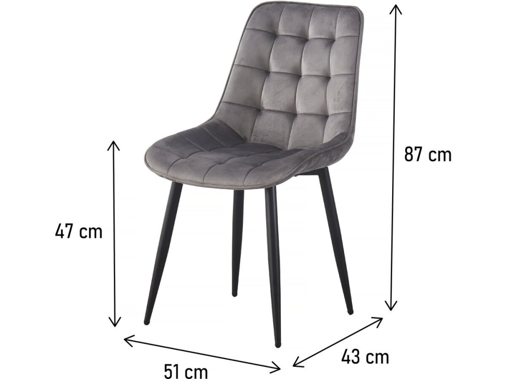 Lot de 2 chaises "Victoria" en velours - Gris