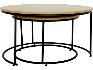 Lot de 2 tables basses gigognes "Wen" - Marron