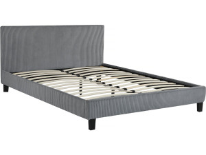 Lit en Velours Cotelé "Ambre" - 140 x 190 - Gris