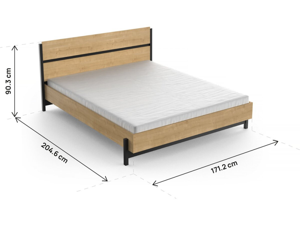 Lit Double "Craft" - Bois - 160 x 200 cm - Marron