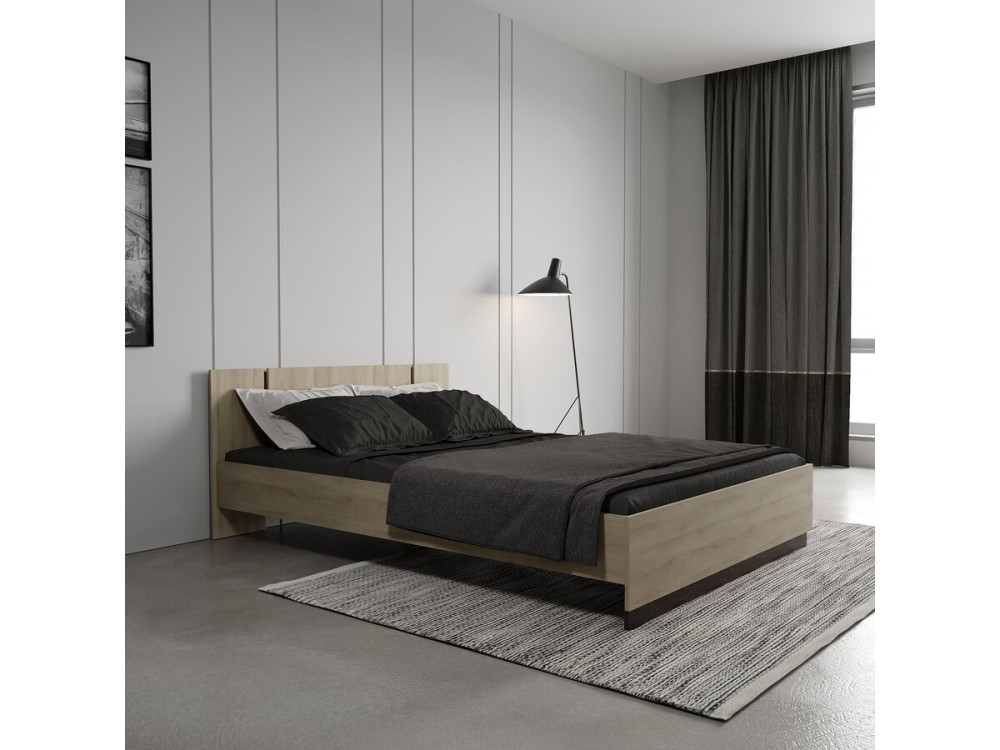 Lit Double en bois "Watson" - 140 x 200 cm - Marron