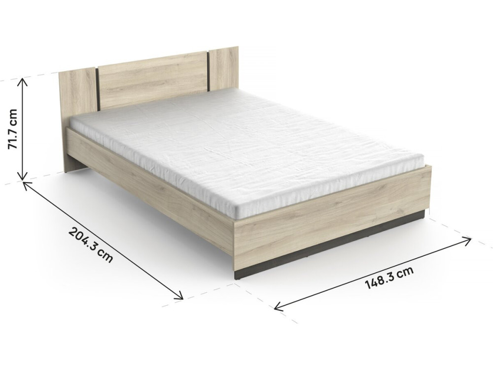 Lit Double en bois "Watson" - 140 x 200 cm - Marron