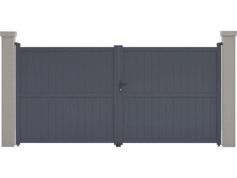 Portail aluminium "Maurice" - 349.5 x 155.9 cm - Gris