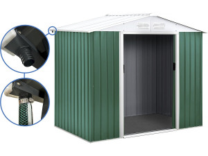 Abri de jardin métal - "Rosas " -  2,71 m² avec gouttière - Vert