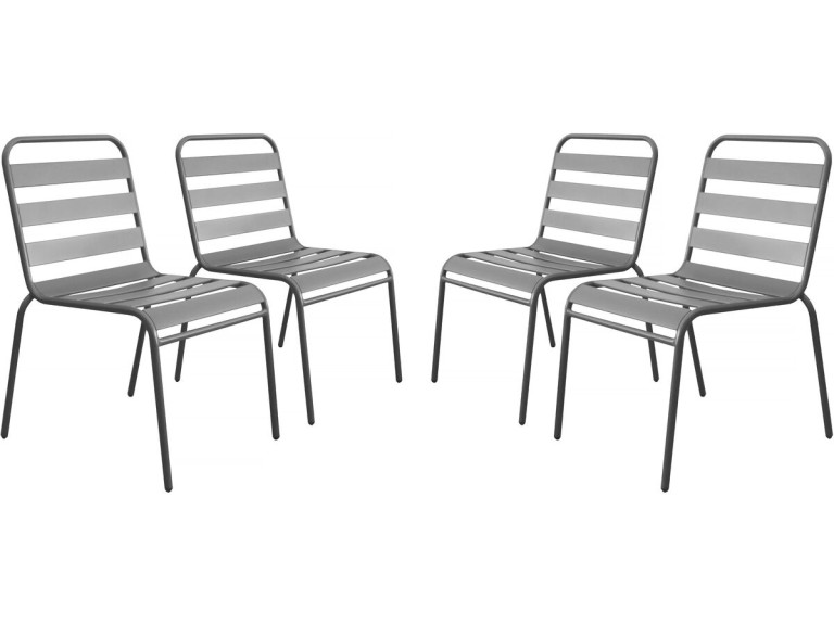 Lot de 4 chaises de jardin en métal empilables "Bilbao" - Taupe