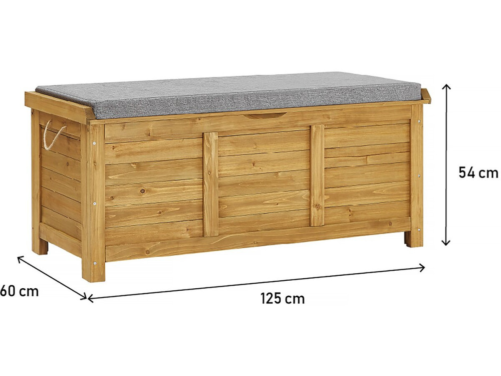 Coffre de jardin "Gana" en bois - 125 x 60 x 54 cm - Marron