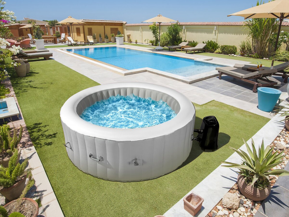 Spa gonflable  4 places "Santorin" - 180 x 180 x 65 cm - Gris