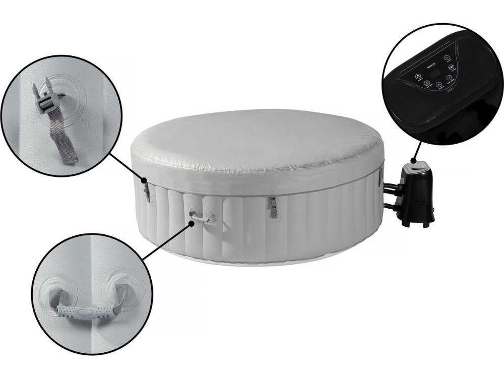 Spa gonflable  4 places "Santorin" - 180 x 180 x 65 cm - Gris