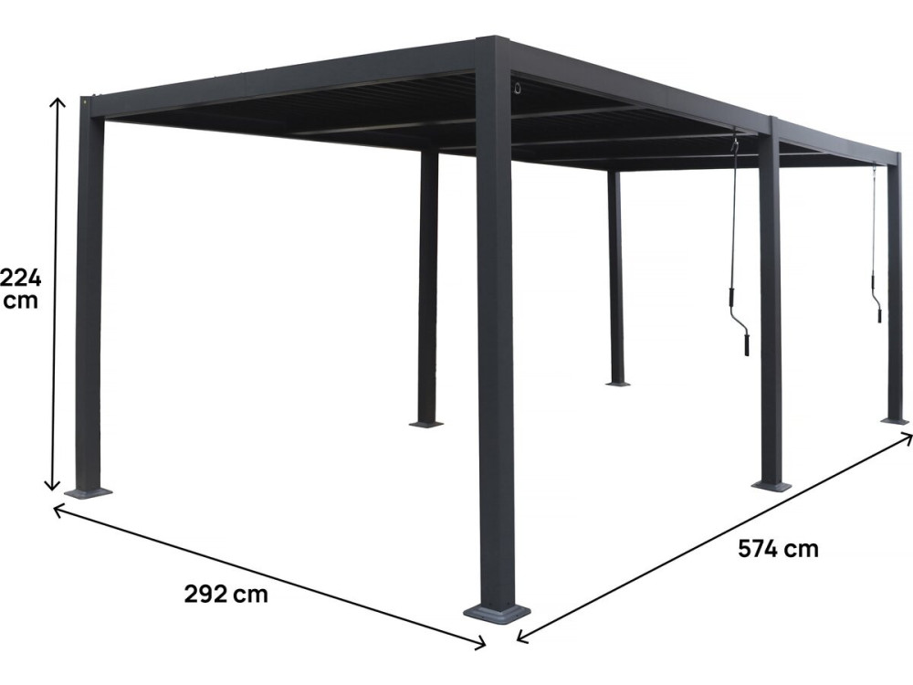 Pergola bioclimatique "Windsor" en aluminium - 3 x 6 m - Gris