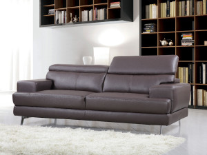 Canapé cuir reconstitué/PVC "Venise" - 3 places - Marron
