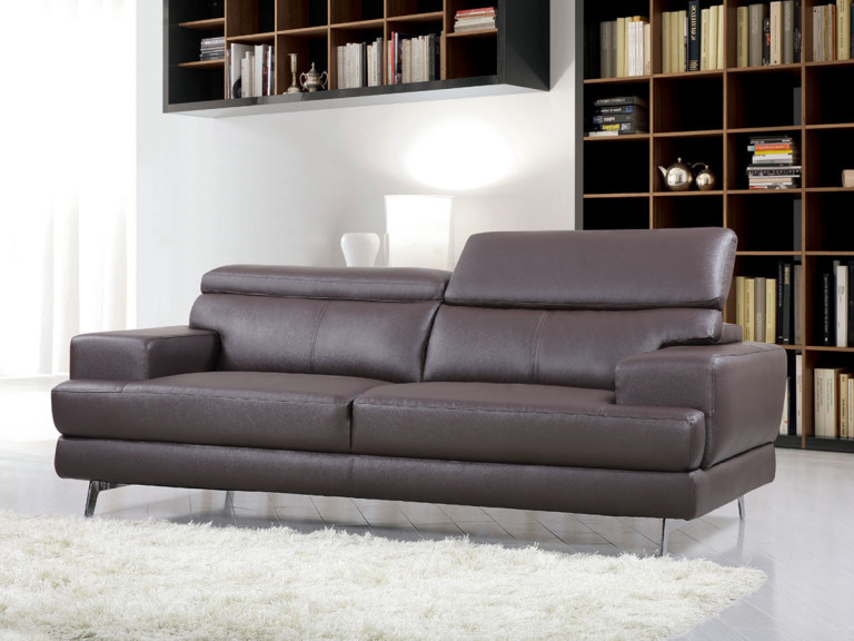 Canapé cuir reconstitué/PVC "Venise" - 3 places - Marron