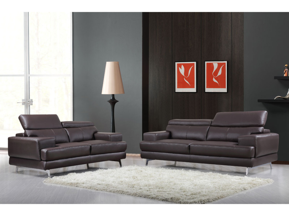 Canapé cuir reconstitué/PVC "Venise" - 3 places - Marron