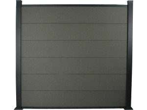 Kit Clôture 1.6 x 1.6 m composite et aluminium + profilés de finitions - Kit de fixation offert - Ardoise