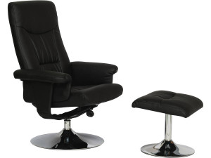 Fauteuil relax + repose-pieds "Louis" - 1 place - Noir