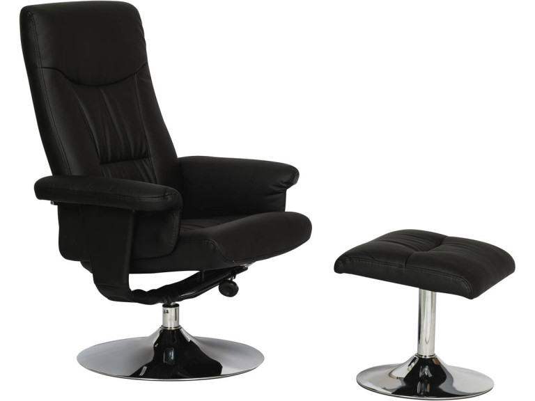 Fauteuil relax + repose-pieds "Louis" - 1 place - Noir