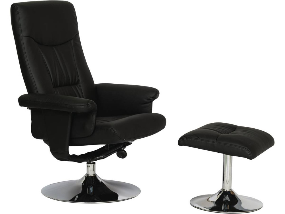 Fauteuil relax + repose-pieds "Louis" - 1 place - Noir